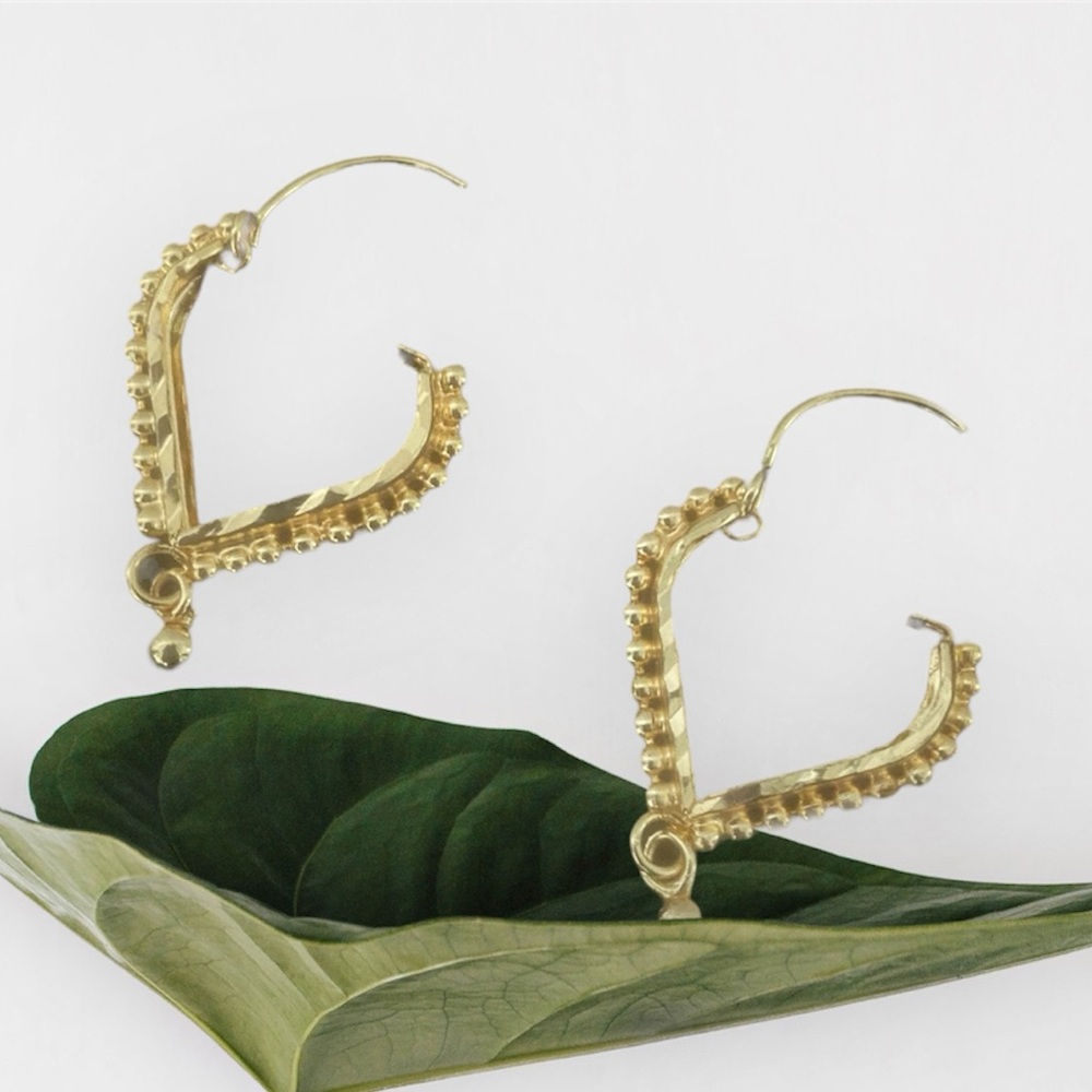 Gold Heart Shaped Earrings